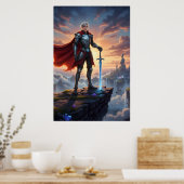 Fantasy-Ritterkrieger mit Schwertposter Poster (Küche)