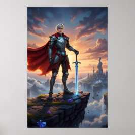 Fantasy-Ritterkrieger mit Schwertposter Poster