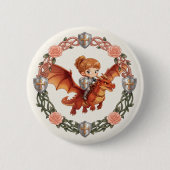 Fantasy-Ritterprinzessin und Drache Ästhetik-Kunst Button (Vorderseite)