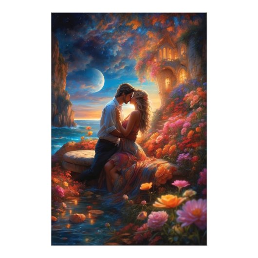 *~* Fantasy Romance AP51 Couple Moon Fotodruck (Vorne)