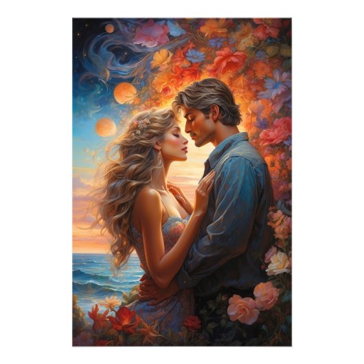 *~* Fantasy Romantic Full Moon AP51 Sunset Fotodruck (Vorne)