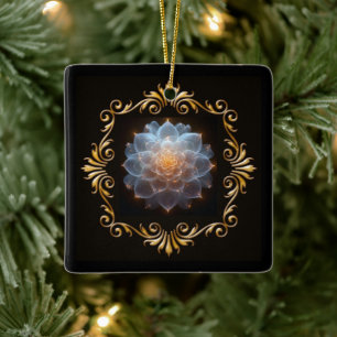 Fantasy Romantische Blume und Goldrahmen Keramikornament