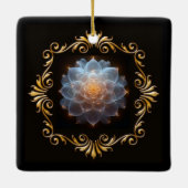 Fantasy Romantische Blume und Goldrahmen Keramikornament (Rückseite)