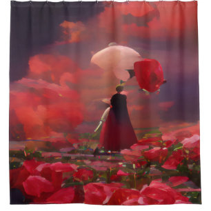 Fantasy Rose Field Under Sky Duschvorhang