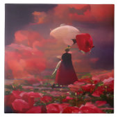 Fantasy Rose Field Under Sky Fliese (Vorderseite)