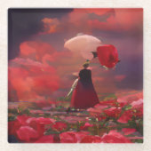 Fantasy Rose Field Under Sky Glasuntersetzer (Vorderseite)