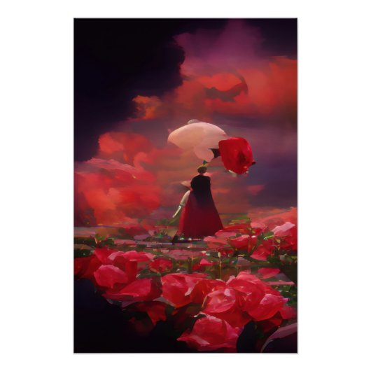 Fantasy Rose Field Under Sky Poster (Vorderseite)