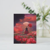 Fantasy Rose Field Under Sky Postkarte (Stehend Vorderseite)