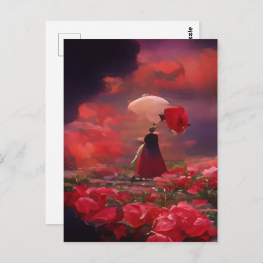 Fantasy Rose Field Under Sky Postkarte (Vorne/Hinten)