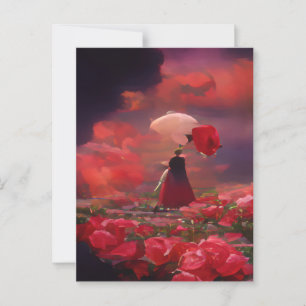 Fantasy Rose Field Under Sky Postkarte