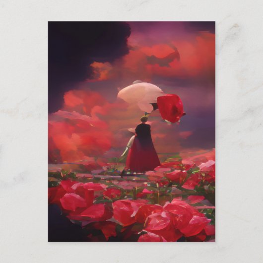 Fantasy Rose Field Under Sky Postkarte (Vorderseite)
