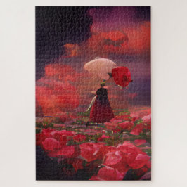 Fantasy Rose Field Under Sky Puzzle