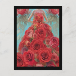 Fantasy Rote Rosen Hochzeitskleid Goth Bride Diva Postkarte