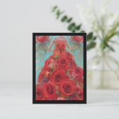 Fantasy Rote Rosen Hochzeitskleid Goth Bride Diva Postkarte (Stehend Vorderseite)