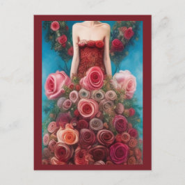 Fantasy Rote Rosen Hochzeitskleid Goth Bride Postc Postkarte