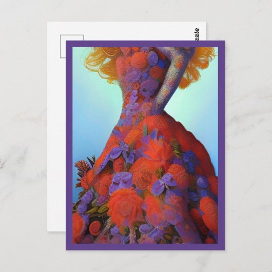 Fantasy Rote Rosen Hochzeitskleid Goth Bride Postkarte (Vorne/Hinten)