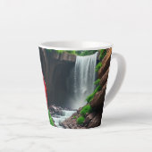 Fantasy-Rote Rosen vor einem Wasserfall Milchtasse (Rechte Ecke)