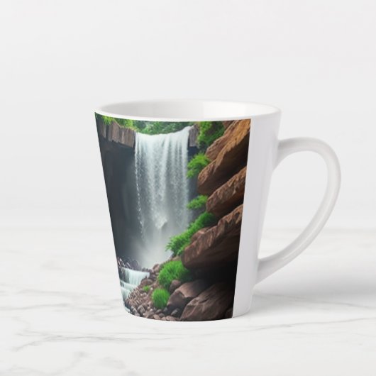 Fantasy-Rote Rosen vor einem Wasserfall Milchtasse (Rechts)