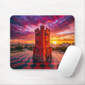Fantasy-Rotes Schach-Turm-Gebäude auf Schachbrettm Mousepad (Mit Mouse)