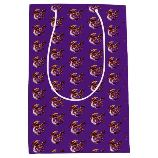 Fantasy Ruby Red Dragon Lila Mittlere Geschenktüte (Vorderseite)
