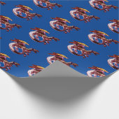 Fantasy Ruby Red Dragon Navy Blue Geschenkpapier (Ecke)