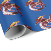 Fantasy Ruby Red Dragon Navy Blue Geschenkpapier (Rolleneckpunkt)