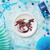 Fantasy Ruby Red Dragon Pappteller (Party)