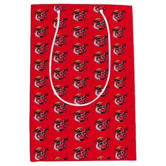 Fantasy Ruby Red Dragon Red Red Mittlere Geschenktüte (Vorderseite)