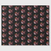Fantasy Ruby Red Dragon Wrapping Paper Black Geschenkpapier (Flach)