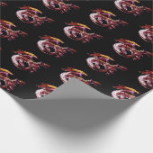 Fantasy Ruby Red Dragon Wrapping Paper Black Geschenkpapier (Ecke)