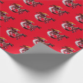 Fantasy Ruby Red Dragon Wrapping Paper Red Geschenkpapier (Ecke)