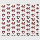 Fantasy Ruby Red Dragon Wrapping Paper White Geschenkpapier (Flach)