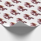 Fantasy Ruby Red Dragon Wrapping Paper White Geschenkpapier (Ecke)