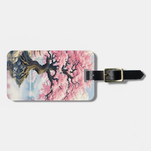 Fantasy Sakura Tempel Lake Gepäckanhänger (Vorderseite horizontal)