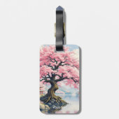 Fantasy Sakura Tempel Lake Gepäckanhänger (Rückseite vertikal)