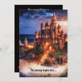 Fantasy Sandcastle Beach Hochzeit in Urlaubsort Einladung (Vorne/Hinten)