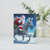 Fantasy Santa und a Zebra Postkarte (Stehend Vorderseite)
