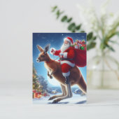Fantasy Santa und Kangaroo Postkarte (Stehend Vorderseite)