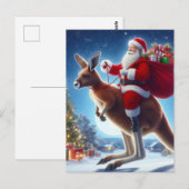 Fantasy Santa und Kangaroo Postkarte (Vorne/Hinten)