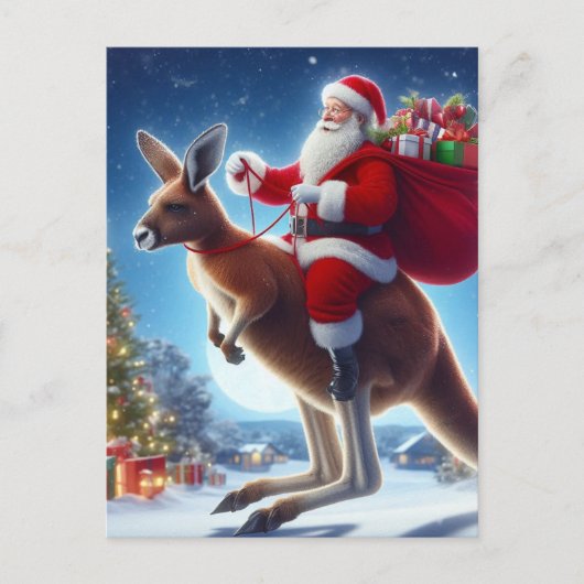 Fantasy Santa und Kangaroo Postkarte (Vorderseite)