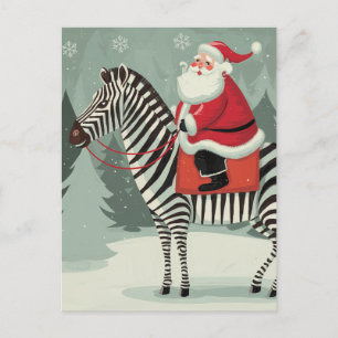 Fantasy Santa und Zebra Storybook Style Postkarte