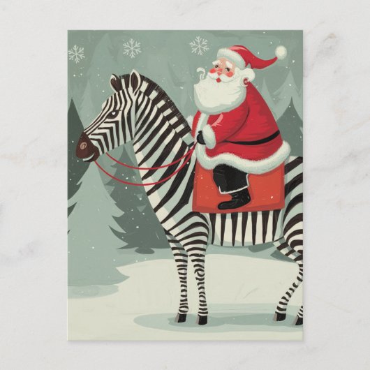 Fantasy Santa und Zebra Storybook Style Postkarte (Vorderseite)
