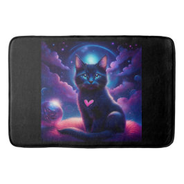 Fantasy Scene Black Kitten Beautiful Blue Eyes Badematte