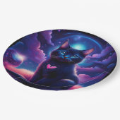 Fantasy Scene Black Kitten Beautiful Blue Eyes Pappteller (Schrägansicht)