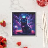 Fantasy Scene Black Kitten Beautiful Blue Eyes Serviette (Beispiel)