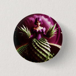 Fantasy Scene With Pineapple Girl Button