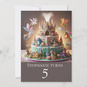 FANTASY SCHLOSS DRACHEN & EINHÖRNER GEBURTSTAG EINLADUNG