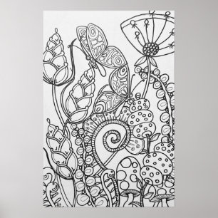 Fantasy-Schmetterling, Blume-Farbposter 16" x24" Poster