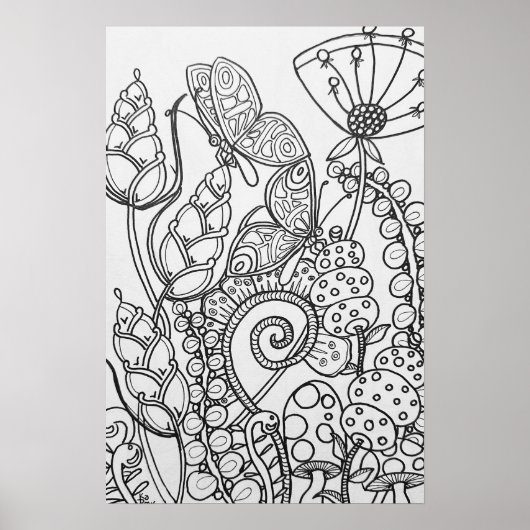 Fantasy-Schmetterling, Blume-Farbposter 16" x24" Poster (Vorne)