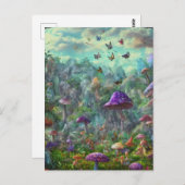 Fantasy-Schmetterlinge und Pilze Postkarte (Vorne/Hinten)